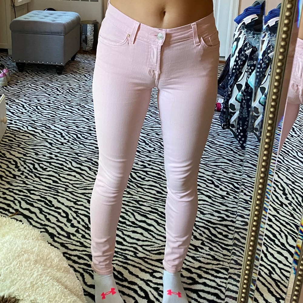 7 for All Mankind The Ankle Skinny pink jeans